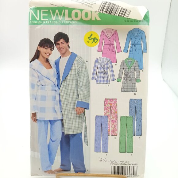 New Look Unisex Pajamas & Robe Sewing Pattern 6324 Sizes XS-XL 2009 - Picture 1 of 2
